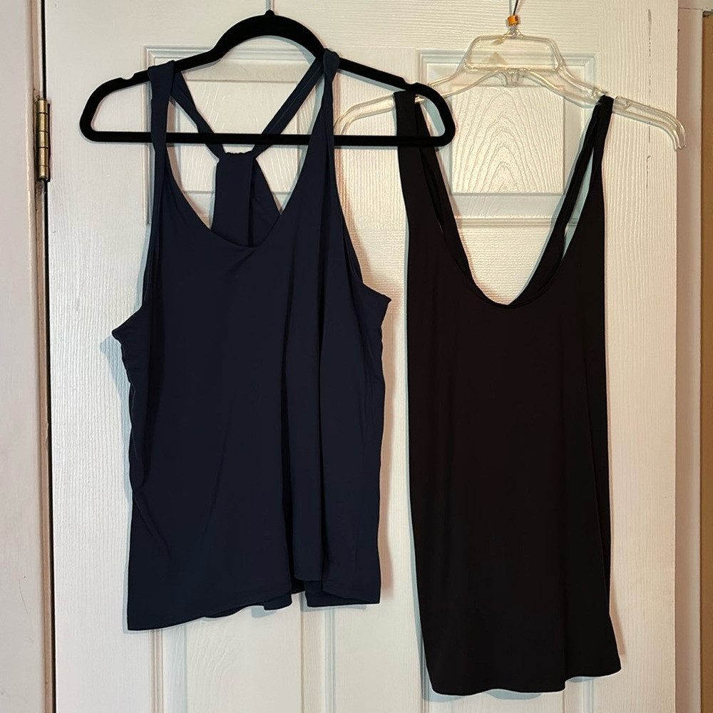 Athleta M women’s tank yoga tops black and blue strappy medium
